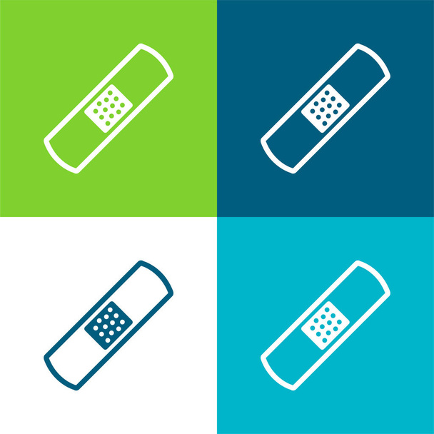 Banda Ayuda Esquema Variante Plano de cuatro colores mínimo icono conjunto - Vector, Imagen