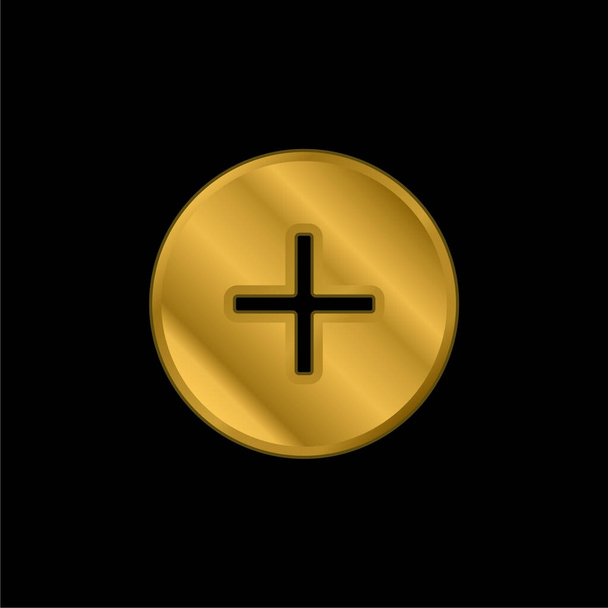 Fügen Sie vergoldetes metallisches Symbol oder Logo-Vektor hinzu - Vektor, Bild