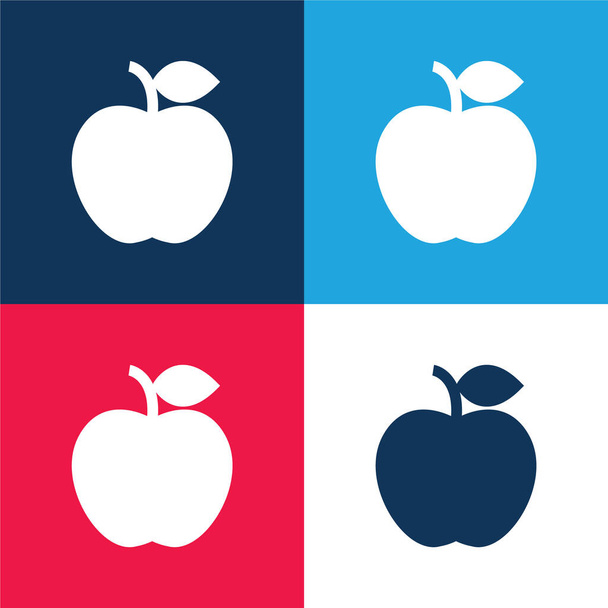 Conjunto de ícones mínimo de quatro cores azul e vermelho da Apple - Vetor, Imagem