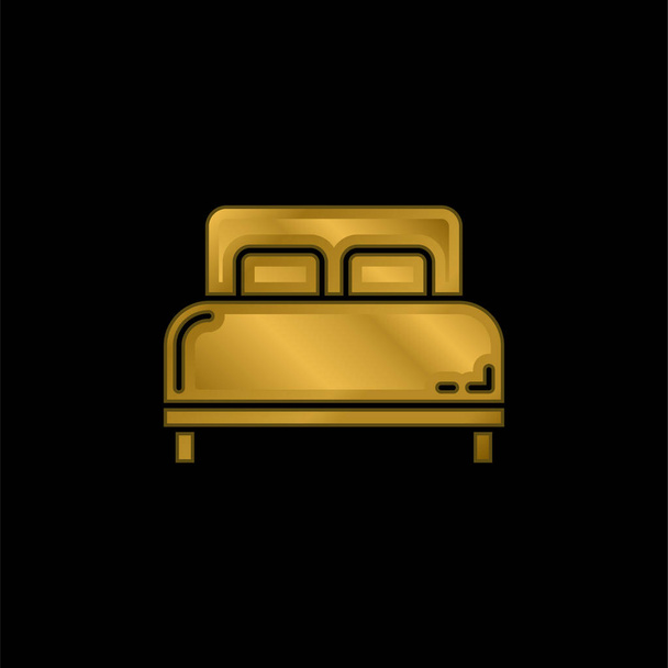 Cama chapado en oro icono metálico o logo vector - Vector, Imagen