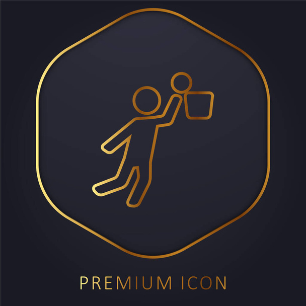 Joueur de basket-ball saut et balle ligne d'or logo premium ou icône - Vecteur, image