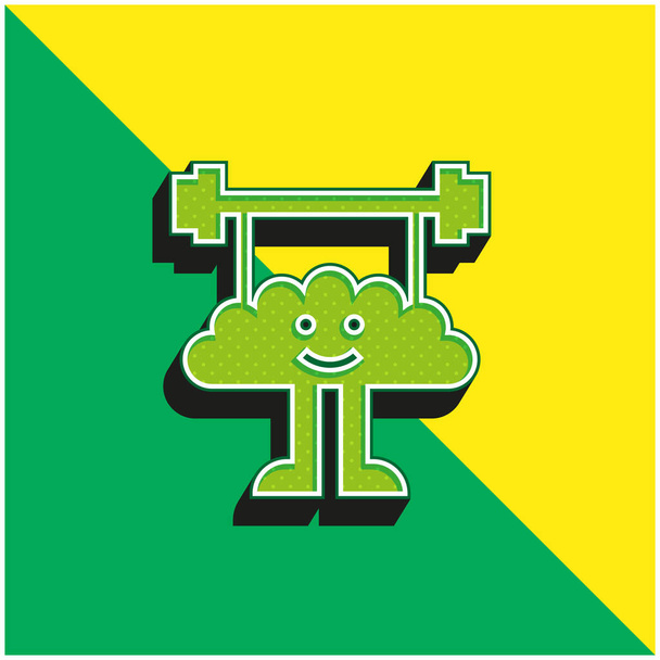 Ayurveda Yeşil ve Sarı 3D vektör simgesi logosu - Vektör, Görsel