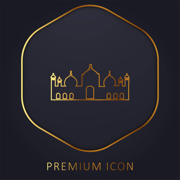 Badshahi Mezquita línea dorada logotipo premium o icono - Vector, Imagen