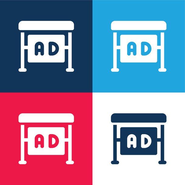 Ads blue and red four color minimal icon set - Vector, Image