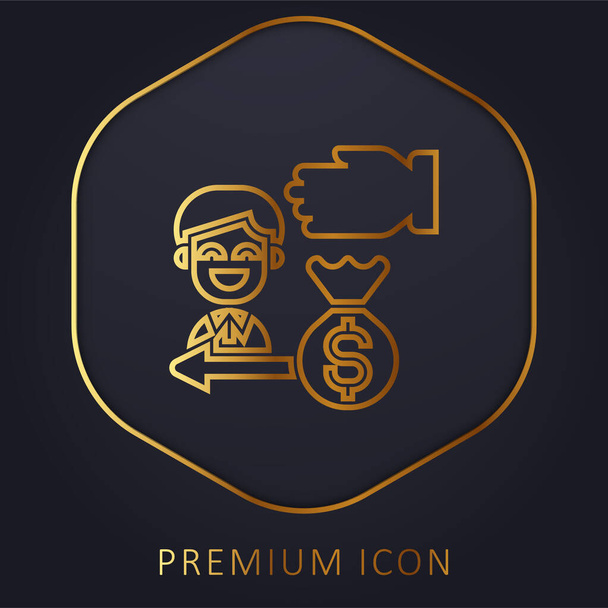 Préstamo de línea de oro logotipo premium o icono - Vector, imagen