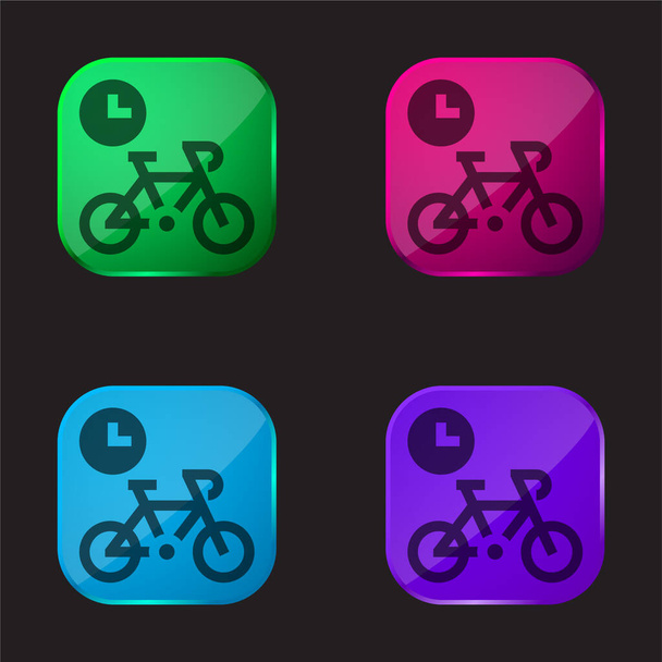 Велосипед чотири кольорові скляні кнопки значок
 - Вектор, зображення
