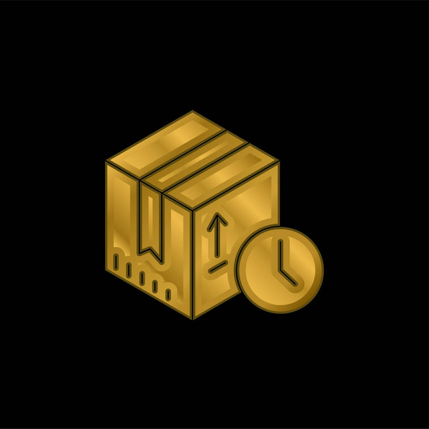 Caja chapado en oro icono metálico o logo vector - Vector, Imagen