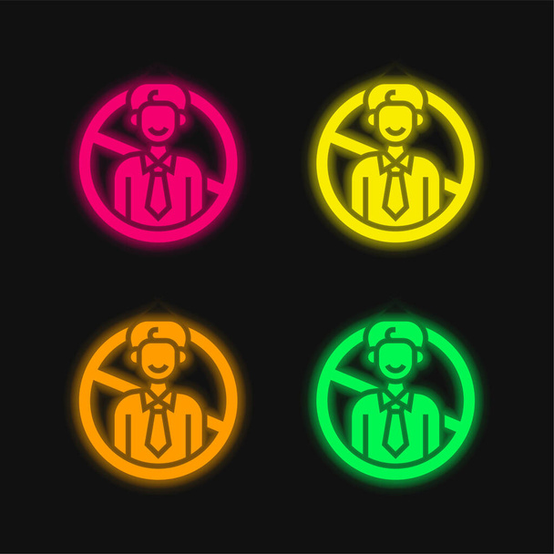 Schwarze Liste leuchtender Neon-Vektorsymbole in vier Farben - Vektor, Bild