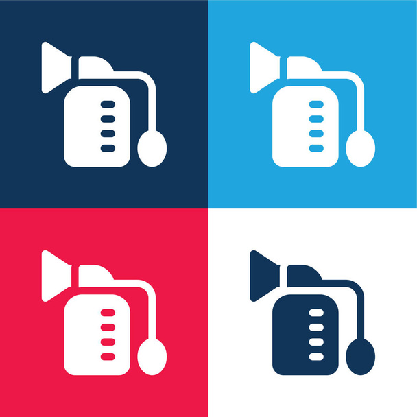 Breast Pump blue and red four color minimal icon set - Vector, Image