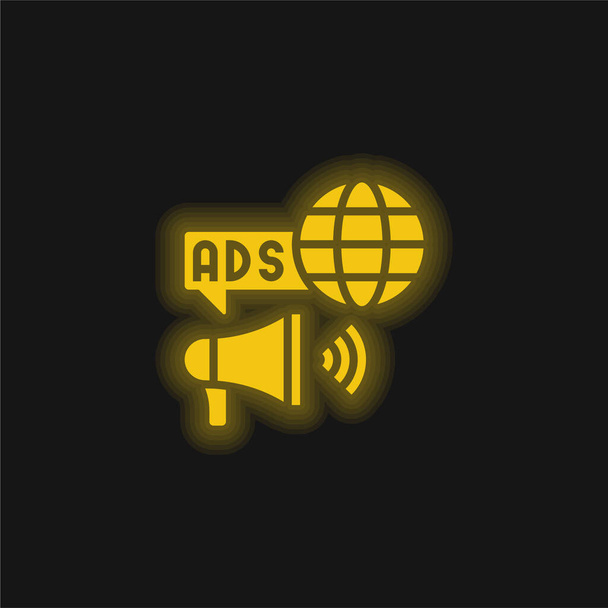 Werbegelbes Leuchtneon-Symbol - Vektor, Bild