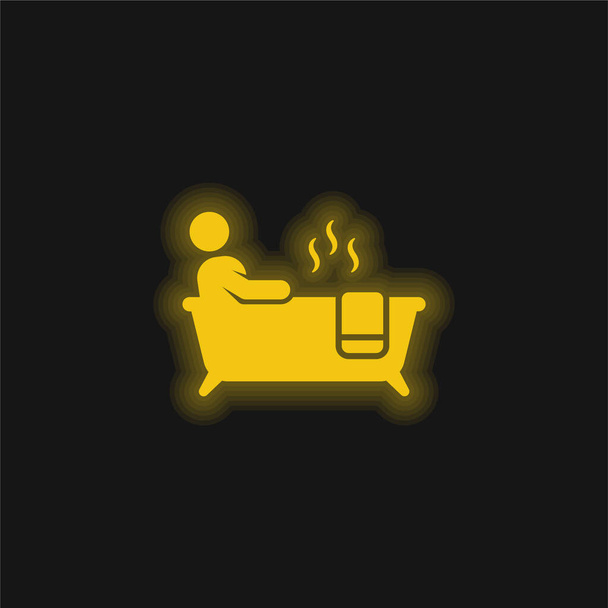 Banyo sarısı parlak neon simgesi - Vektör, Görsel