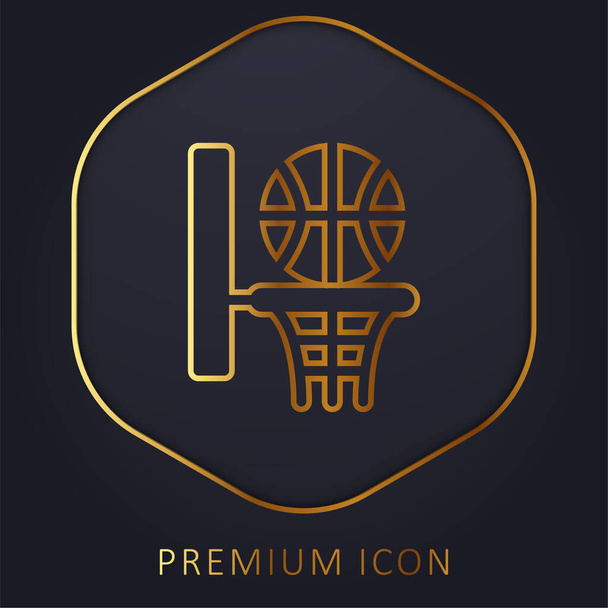 Basketball ligne d'or logo premium ou icône - Vecteur, image