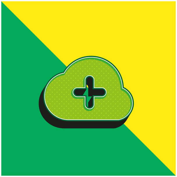 Adding To The Cloud Green and yellow modern 3d vector icon logo - Vector, Image