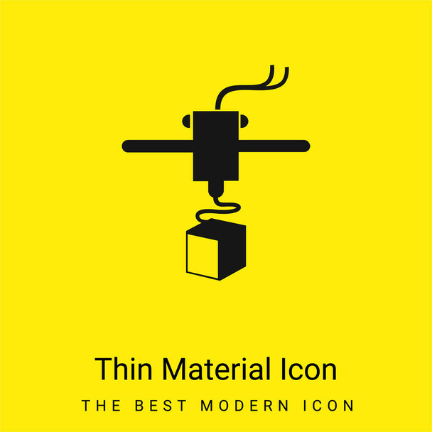 Impresora 3d variante mínimo icono de material amarillo brillante - Vector, imagen