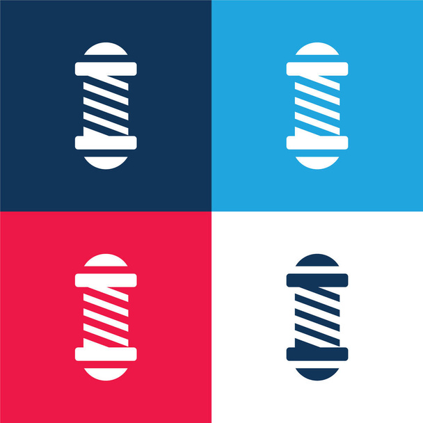Szépségszalon kék és piros négy szín minimális ikon készlet - Vektor, kép