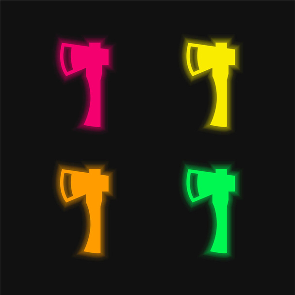 Топор четырехцветный светящийся неоновый вектор - Вектор,изображение