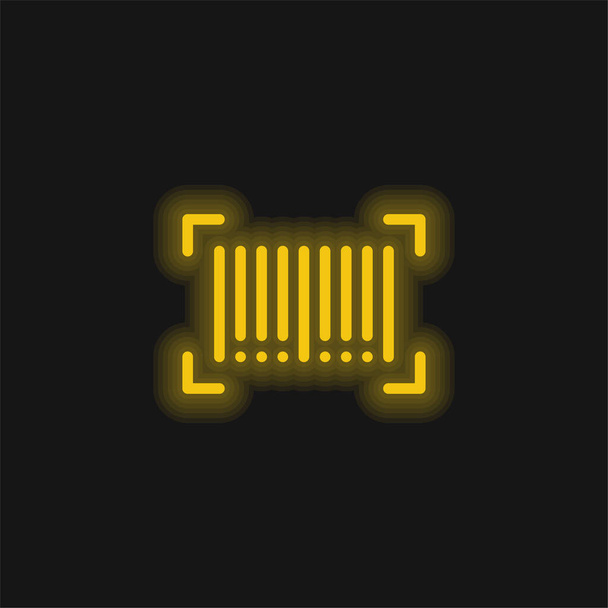 Barcode κίτρινο λαμπερό νέον εικονίδιο - Διάνυσμα, εικόνα