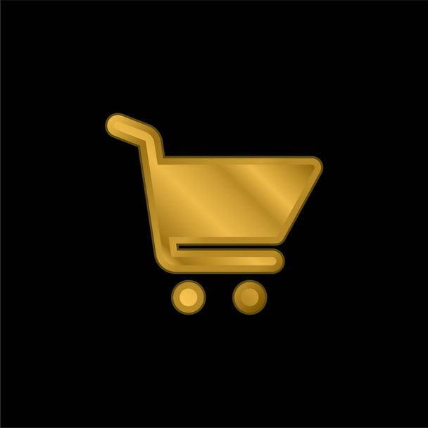 Big Shopping Cart gold plated metalic icon or logo vector - Vector, Image