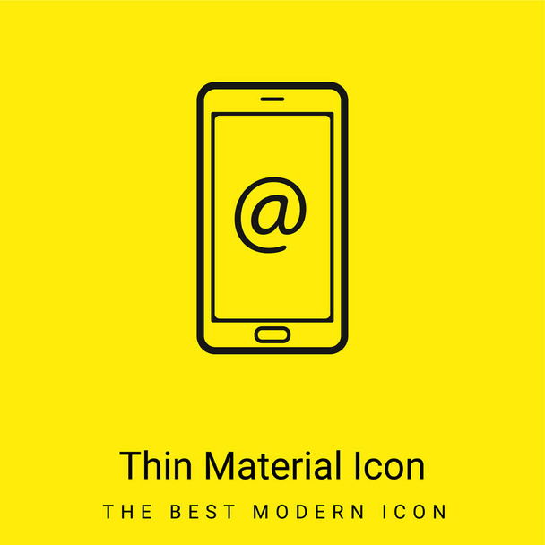 Símbolo de Arroba en la pantalla del teléfono icono de material amarillo brillante mínimo - Vector, imagen