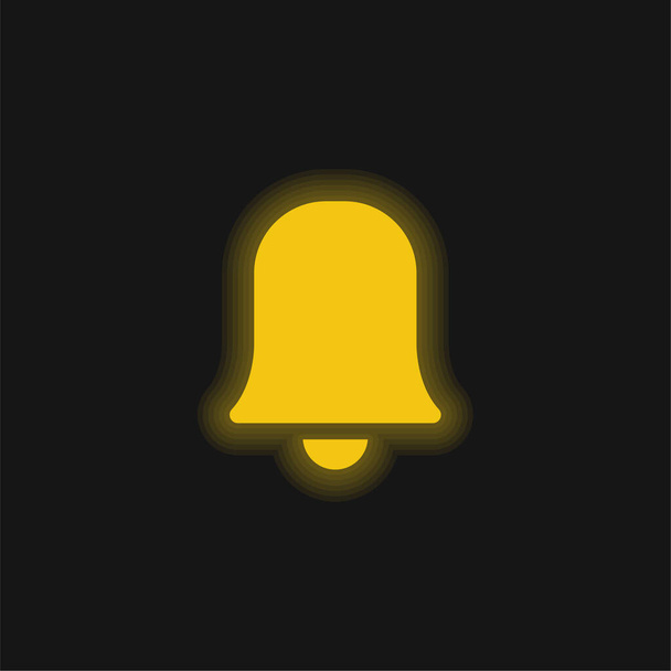 Alarm Black Filled Bell Symbol yellow glowing neon icon - Vector, Image