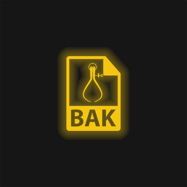BAK Fájlformátum Jelkép sárga izzó neon ikon - Vektor, kép