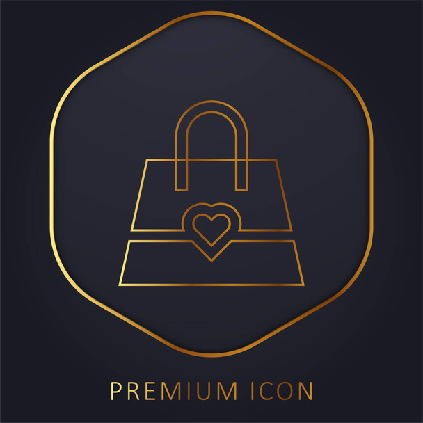 Bag golden line premium logo or icon - Vector, Image