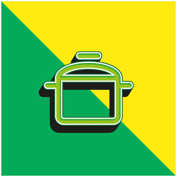 Μεγάλο ποτ Πράσινο και κίτρινο σύγχρονο 3d διάνυσμα εικονίδιο λογότυπο - Διάνυσμα, εικόνα