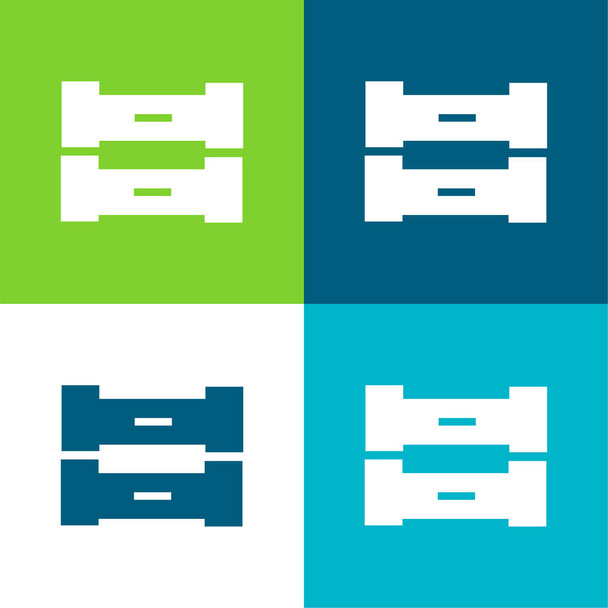 Boxen für Daten Flache vier Farben minimalen Symbolsatz - Vektor, Bild
