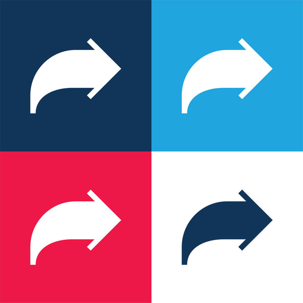 Flecha azul y rojo conjunto de iconos mínimo de cuatro colores - Vector, Imagen