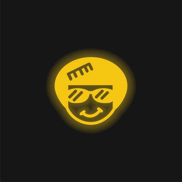 アフロ黄色の輝くネオンアイコン - ベクター画像