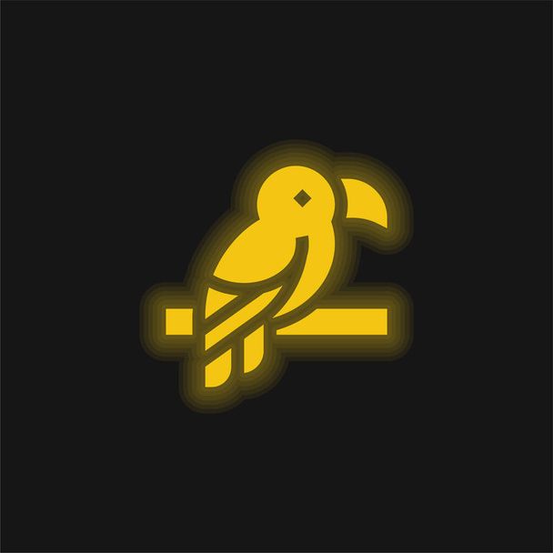 Oiseau jaune brillant icône néon - Vecteur, image