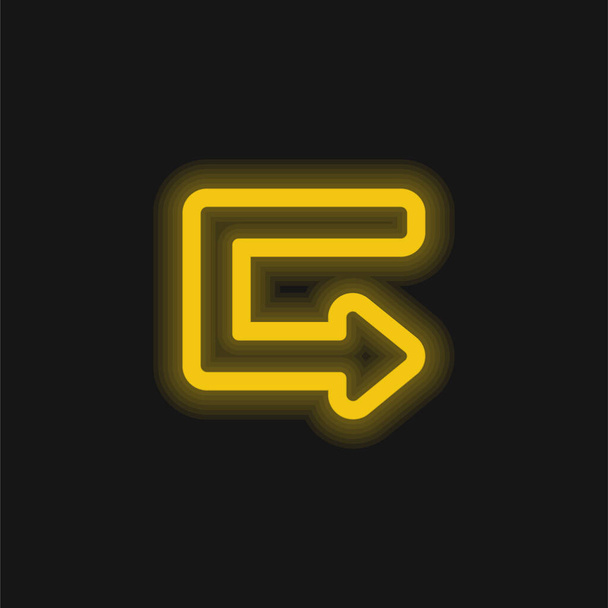 Flèche brisée Angle contour jaune brillant icône néon - Vecteur, image