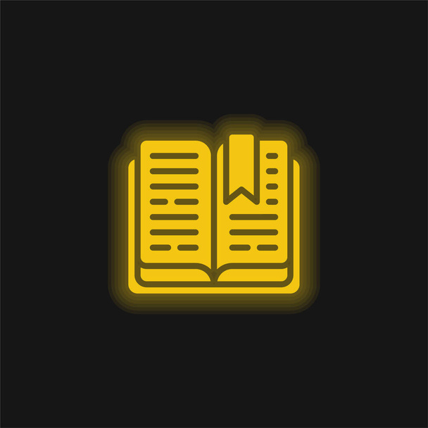 Kirja keltainen hehkuva neon kuvake - Vektori, kuva