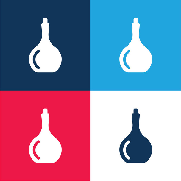 Big Bottle blue and red four color minimal icon set - Vector, Image