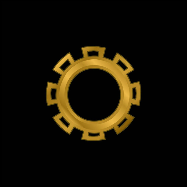 Premio insignia rueda chapado en oro icono metálico o logo vector - Vector, Imagen
