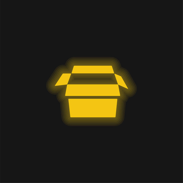 Caixa amarelo brilhante ícone de néon - Vetor, Imagem