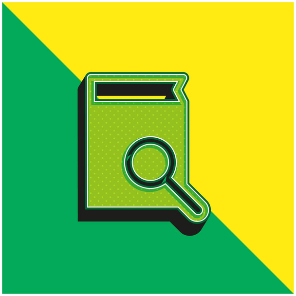 Интерфейс поиска по книге Символ зеленый и желтый современный 3D логотип векторной иконки - Вектор,изображение