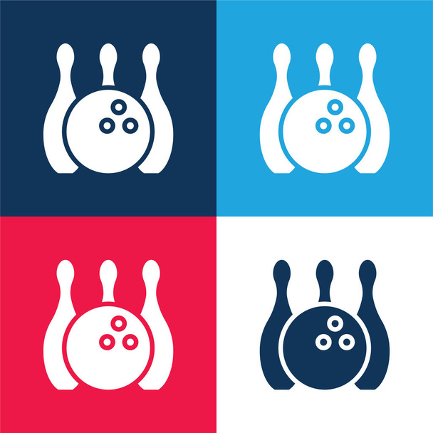 Ensemble d'icônes minime quilles bleu et rouge - Vecteur, image