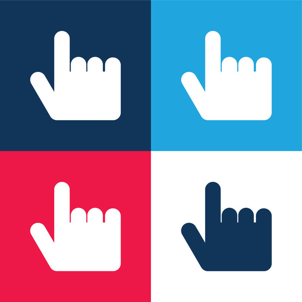 Mano negra apuntando hacia arriba azul y rojo conjunto de iconos mínimo de cuatro colores - Vector, imagen