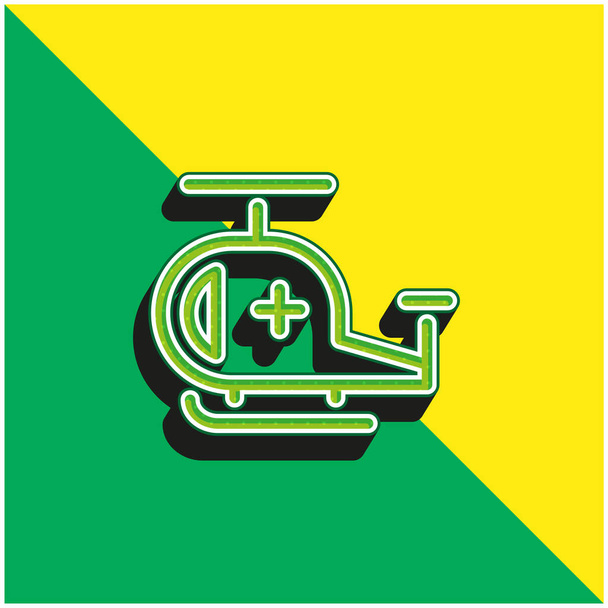 Air Ambulance Vert et jaune icône vectorielle 3D moderne logo - Vecteur, image