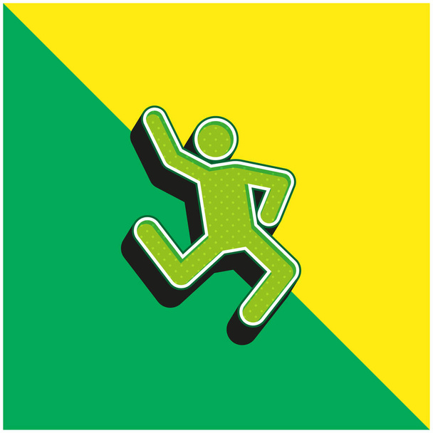 Breakdance Logo icona vettoriale 3D moderna verde e gialla - Vettoriali, immagini