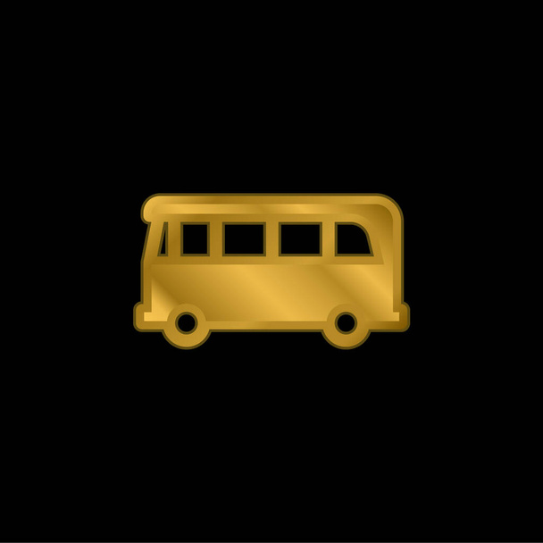 Airport Bus gold plated metalic icon or logo vector - Vektor, obrázek