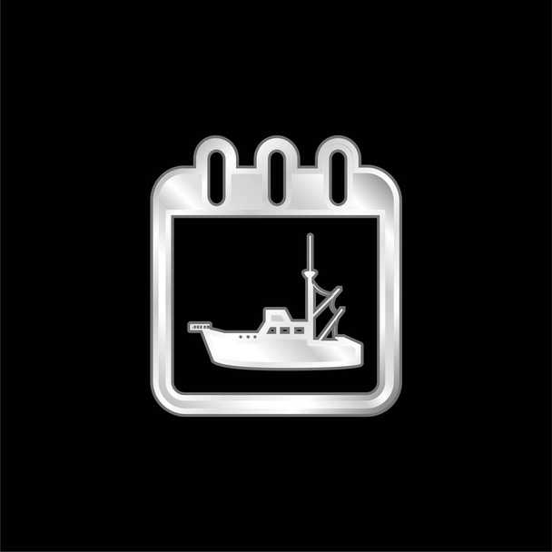 Πλοίο Ημερομηνία Ταξίδι Ημερήσιο Ημερολόγιο Σελίδα Διεπαφή Σύμβολο επάργυρο μεταλλικό εικονίδιο - Διάνυσμα, εικόνα