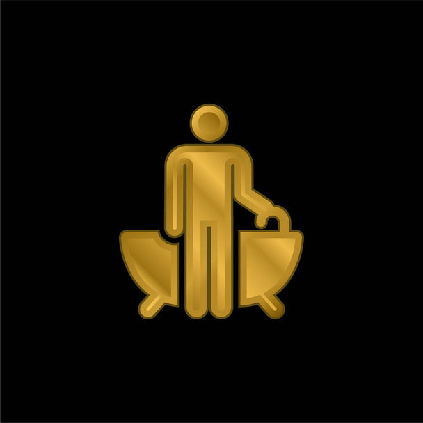 Vasca da bagno oro placcato icona metallica o logo vettore - Vettoriali, immagini