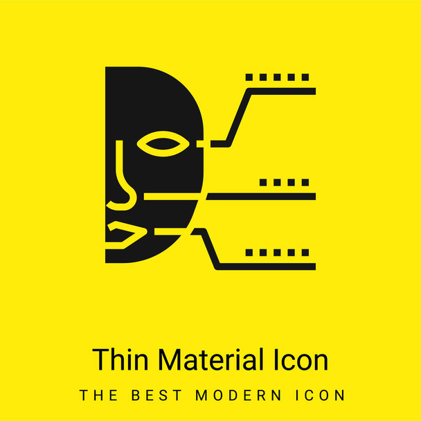 Biometric Identification minimal bright yellow material icon - Vector, Image