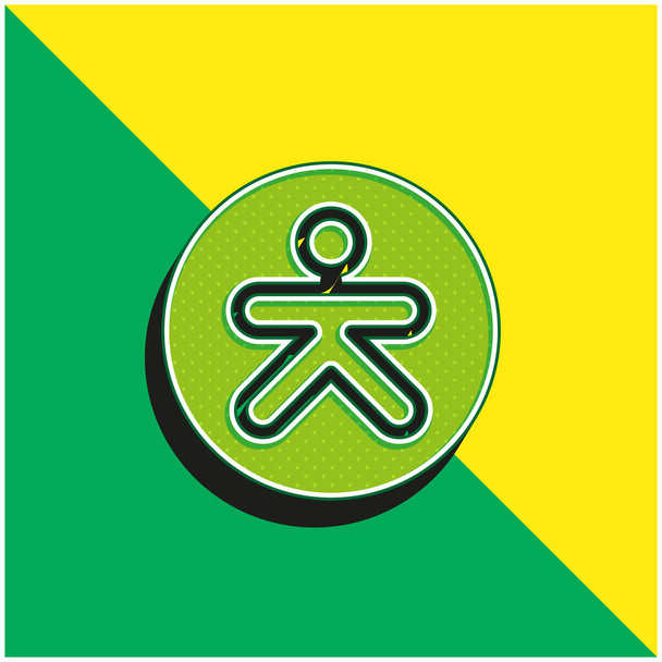 Saavutettavuus Vihreä ja keltainen moderni 3D vektori kuvake logo - Vektori, kuva