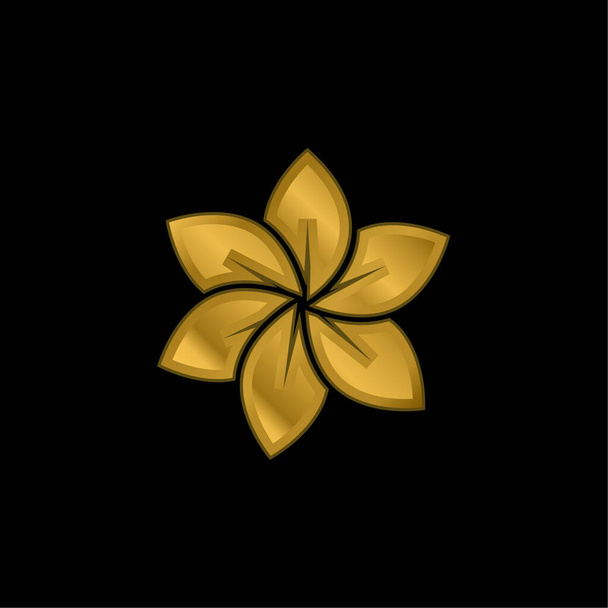 Büyük Çiçek altın kaplamalı metalik simge veya logo vektörü - Vektör, Görsel