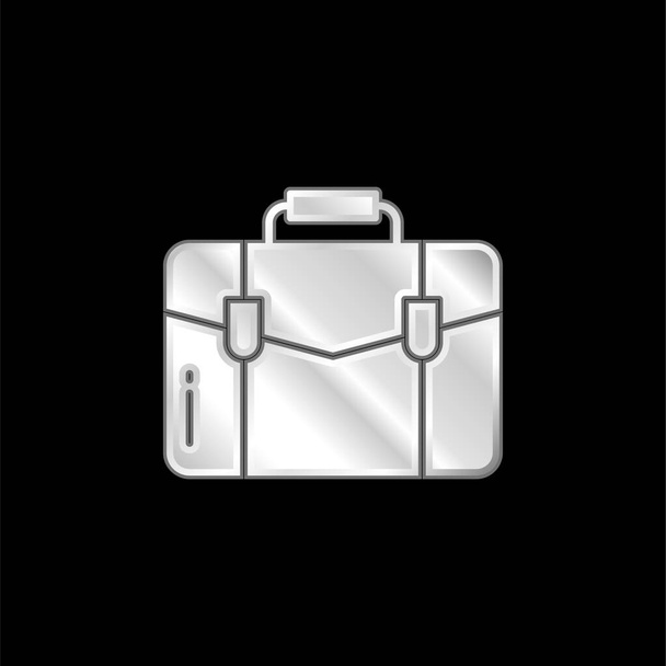 Maletín plateado icono metálico - Vector, imagen