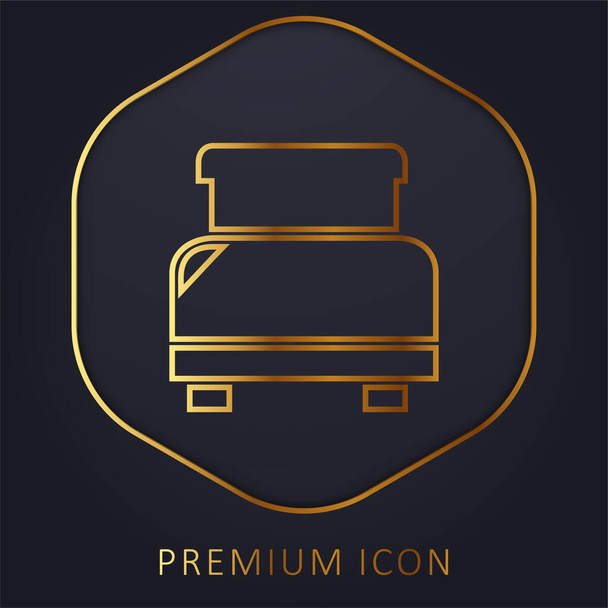 Negro línea de oro de la cama logotipo premium o icono - Vector, Imagen