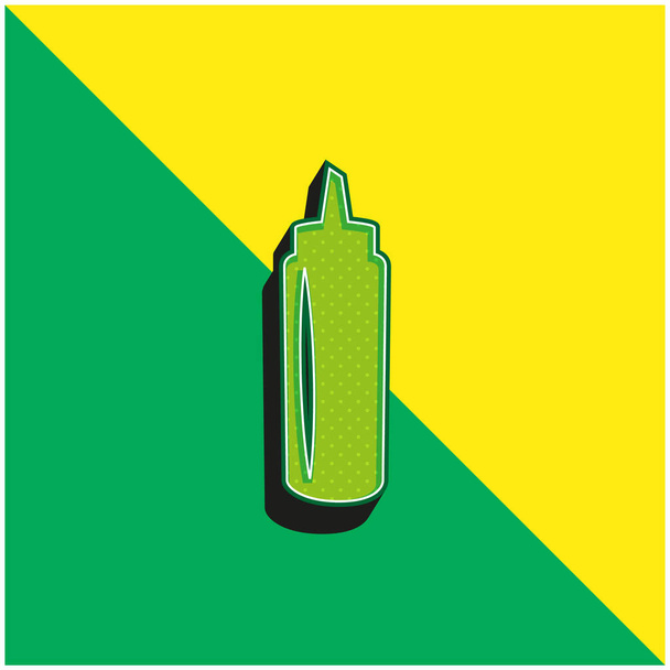 黒ボトルソースコンテナ緑と黄色の現代的な3Dベクトルアイコンのロゴ - ベクター画像